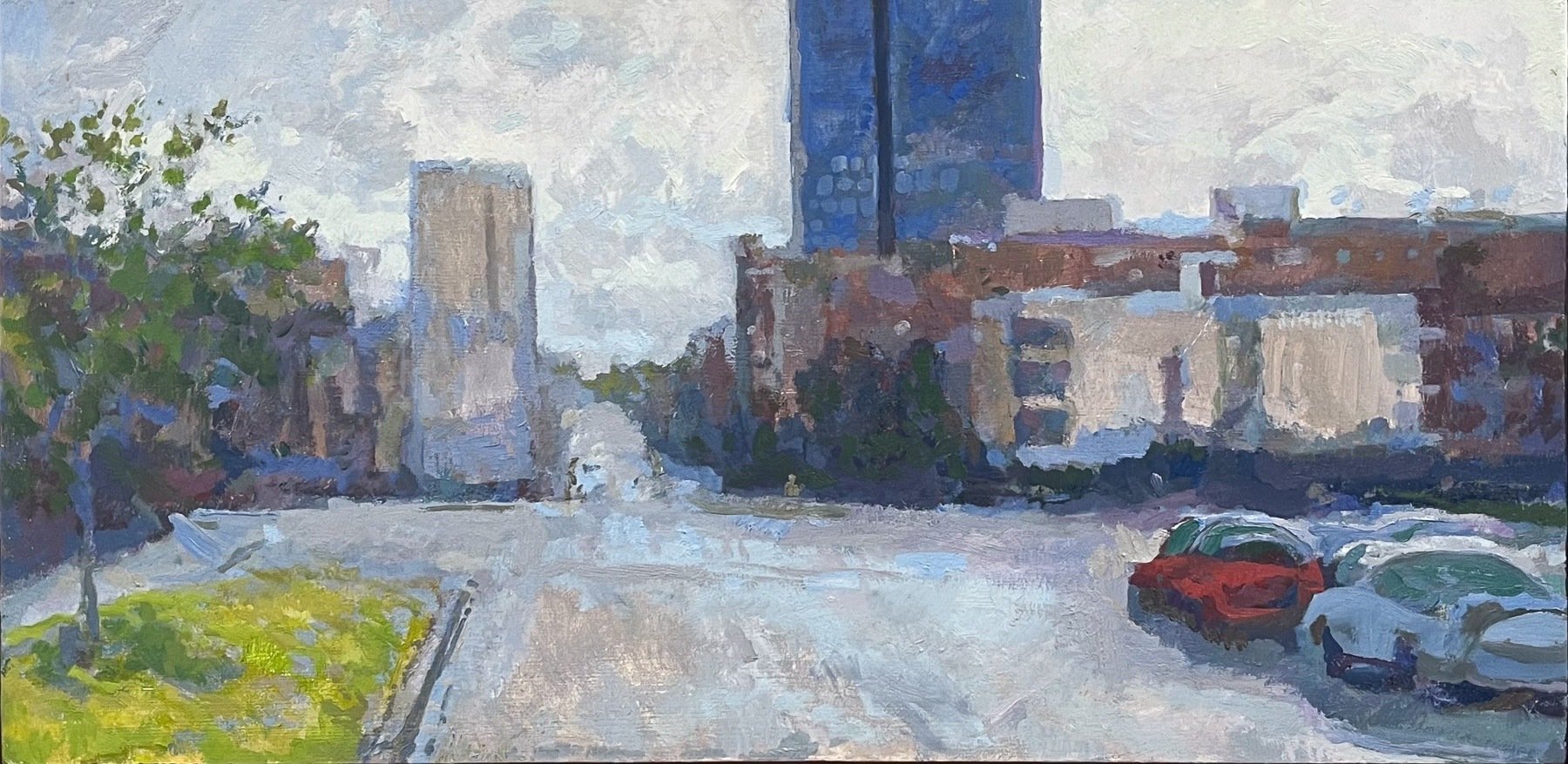 ACROSS 15TH AVENUE, Peter Malarkey, oil on linen, 12 x 24 inches, copyright ©2024