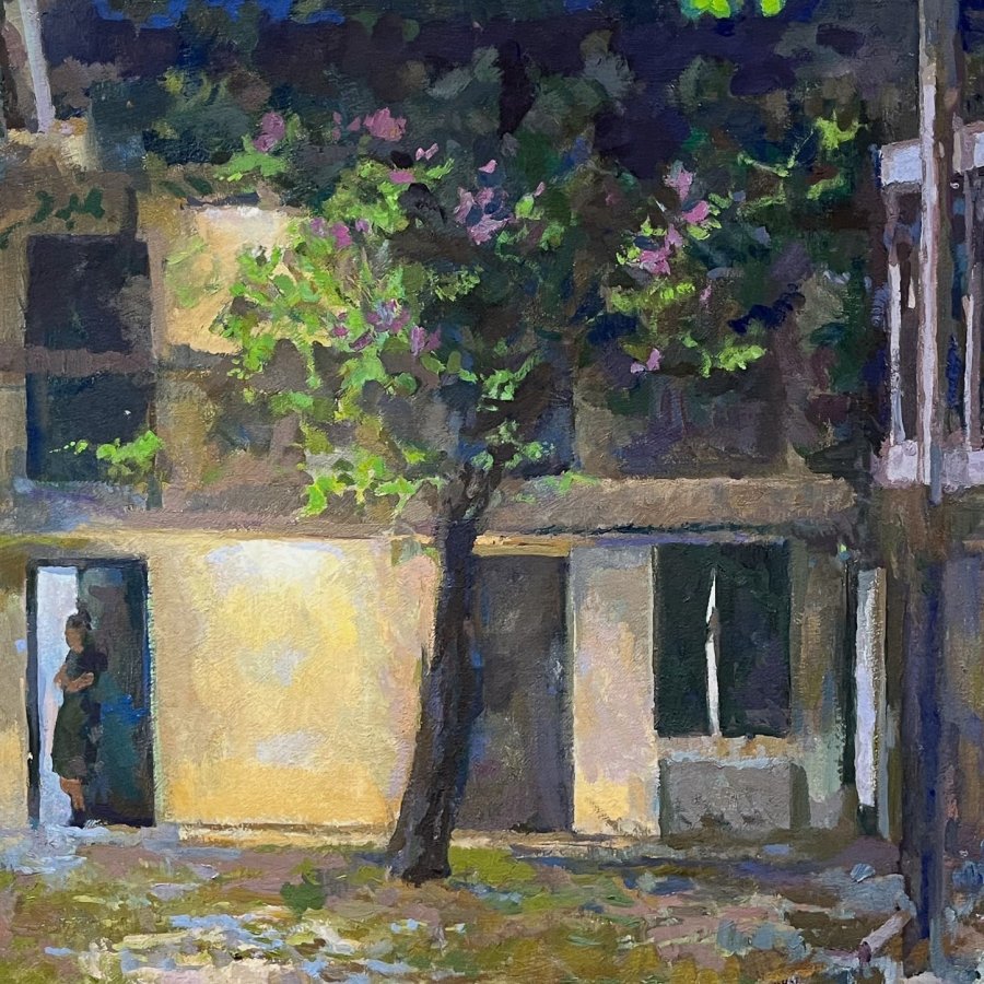 LA QUINTA COURT, Peter Malarkey, oil on linen, 22 x 27 inches, copyright ©2024