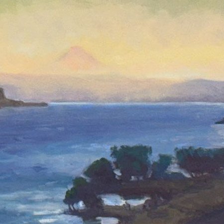 FADING MOUNTAIN, oil on MDH panel, 16 x 20 inches, copyright ©2023