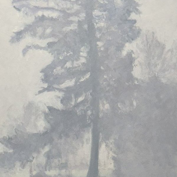 FOG AND EMPTINESS (PANTHER LAKE GARDEN SERIES), oil on MDH panel, 36 x 18 inches, copyright ©2023
